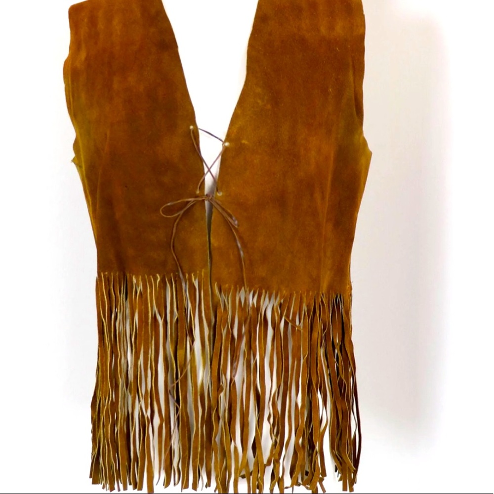 70s Vintage Suede Western style leather fringe vest 🤠👽🧡 Made in Mexico